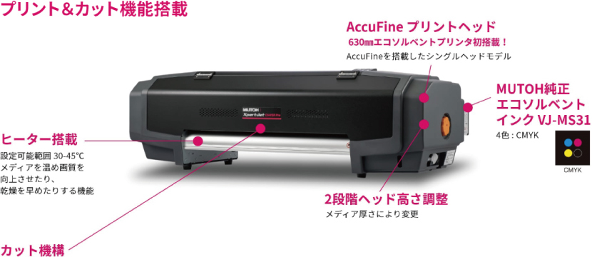 武藤工業 小型溶剤プリンターXpertJet C641SR Proプリント&カット機能