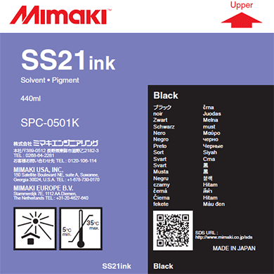 Mimaki純正　ソルベントSS21インク ブラック440cc（SPC-0501K）