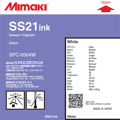 Mimaki純正　ソルベントSS21インク ホワイト（220cc）