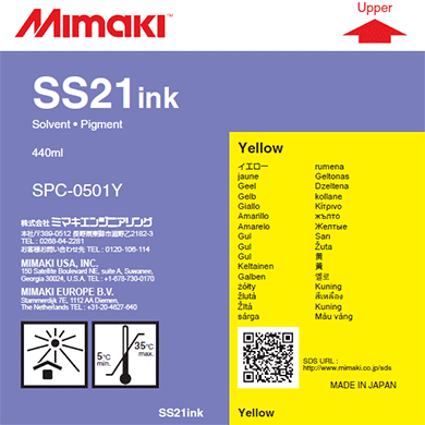 Mimaki純正　ソルベントSS21インク イエロー440cc（SPC-0501Y）