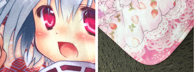 昇華で印刷すると発色良く、フワフワ感もそのままのひざ掛けになります。おススメです。