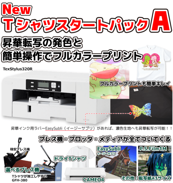 TexStylus320RとSiserラバーで行う、フルカラーの昇華転写プリントのワンパッケージになります